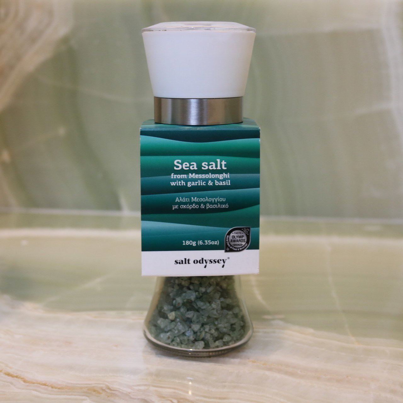 Salt w/ Garlic & Basil ~ Mill - AigaionSpice