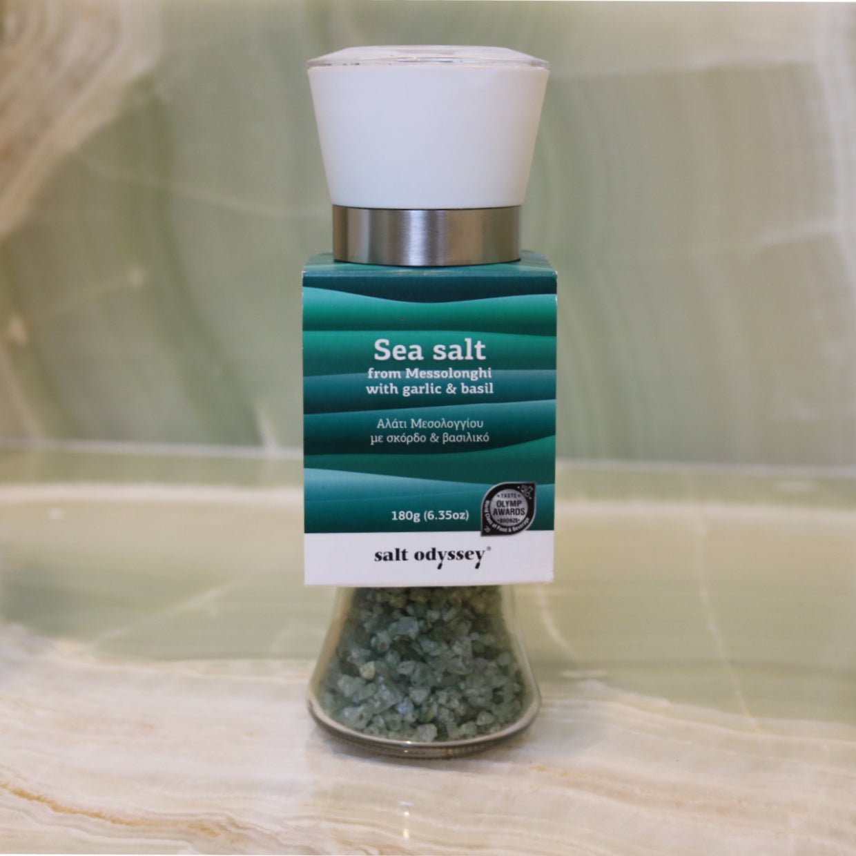 Sea Salt w/ Garlic & Basil ~ Mill - AigaionSpice